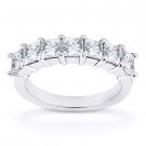 1.05 ct Square Brilliant Cut Moissanite 7-Stone Ring 14k White Gold Wedding Band