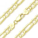 Figaro Figaroa Sterling Silver 14k Yellow Gold 8.3mm Link Italian Chain Necklace