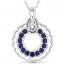 1.87ct Round Cut Sapphire & Diamond Pave 14k White Gold Pendant & Chain Necklace 1.87ct Round Cut Sapphire & Diamond Pave 14k White Gold Pendant & Chain Necklace