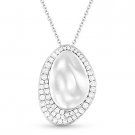 0.42ct Round Cut Diamond Pave Fashion Pendant & Chain Necklace in 14k White Gold