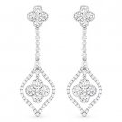 1.06ct Round & Princess Cut Diamond Pave 18k White Gold Dangling Flower Earrings 1.06ct Round & Princess Cut Diamond Pave 18k White Gold Dangling Flower Earrings