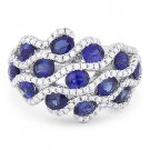 3.22 ct Oval Cut Sapphire & Diamond Pave 14k White Gold Right-Hand Fashion Ring 3.22 ct Oval Cut Sapphire & Diamond Pave 14k White Gold Right-Hand Fashion Ring