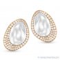 0.40 ct Round Diamond Pave 2-Tone 14k Rose & Hammered White Gold Stud Earrings
