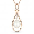 10x8mm Freshwater Pearl & 0.36ct Diamond Pendant Chain Necklace in 14k Rose Gold 10x8mm Freshwater Pearl & 0.36ct Diamond Pendant Chain Necklace in 14k Rose Gold
