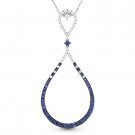 1.10 ct Sapphire & Diamond Pave Drop Necklace Pendant in 14k White & Black Gold 1.10 ct Sapphire & Diamond Pave Drop Necklace Pendant in 14k White & Black Gold