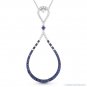 1.10 ct Sapphire & Diamond Pave Drop Necklace Pendant in 14k White & Black Gold