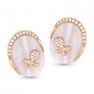 2.97 ct Pink Mother-of-Pearl & Round Cut Diamond Stud Earrings in 14k Rose Gold