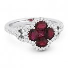 1.73ct Oval & Princess Ruby & Diamond Pave 18k White Gold Right-Hand Flower Ring 1.73ct Oval & Princess Ruby & Diamond Pave 18k White Gold Right-Hand Flower Ring
