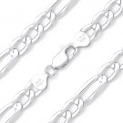 Figaro / Figaroa Sterling Silver Rhodium Men's 7.2mm Link Italian Chain Necklace Figaro / Figaroa Sterling Silver Rhodium Men's 7.2mm Link Italian Chain Necklace