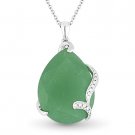 10.98 ct Pear-Shape Aventurine & Diamond 14k White Gold Pendant & Chain Necklace 10.98 ct Pear-Shape Aventurine & Diamond 14k White Gold Pendant & Chain Necklace