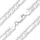 Figaro / Figaroa Sterling Silver Rhodium Men's 8.3mm Link Italian Chain Necklace Figaro / Figaroa Sterling Silver Rhodium Men's 8.3mm Link Italian Chain Necklace
