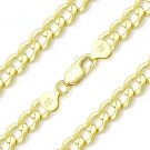 Cuban Curb Sterling Silver 14k Yellow Gold Men's 7mm Link Italian Chain Necklace Cuban Curb Sterling Silver 14k Yellow Gold Men's 7mm Link Italian Chain Necklace