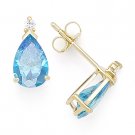 Pear-Shape Cubic Zirconia CZ Faux Blue Topaz .925 Sterling Silver Stud Earrings Pear-Shape Cubic Zirconia CZ Faux Blue Topaz .925 Sterling Silver Stud Earrings