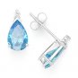 Pear-Shape Cubic Zirconia CZ Faux Blue Topaz .925 Sterling Silver Stud Earrings