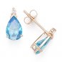 Pear-Shape Cubic Zirconia CZ Faux Blue Topaz .925 Sterling Silver Stud Earrings