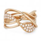 0.38 ct Round Cut Diamond Right-Hand Overlap Swirl Fashion Ring in 14k Rose Gold