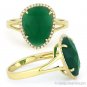 2.74ct Checkerboard Green Agate Round Diamond Halo Cocktail Ring 14k Yellow Gold