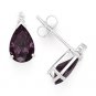 Plum Pear-Shape Cubic Zirconia CZ Faux Alexandrite Sterling Silver Stud Earrings
