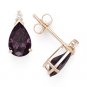 Plum Pear-Shape Cubic Zirconia CZ Faux Alexandrite Sterling Silver Stud Earrings