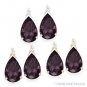 Plum Pear-Shape Cubic Zirconia CZ Faux Alexandrite Sterling Silver Stud Earrings