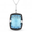 17.79 ct Checkerboard Blue Topaz & Diamond 14k White Black Gold Necklace Pendant 17.79 ct Checkerboard Blue Topaz & Diamond 14k White Black Gold Necklace Pendant