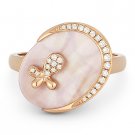 1.48 ct Pink Mother-of-Pearl Diamond Oval Charm Right-Hand Ring in 14k Rose Gold