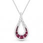 0.58 ct Red Ruby & Diamond Pave Tear-Drop Necklace Pendant in 14k White Gold