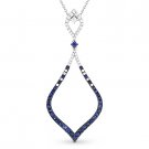 1.08 ct Sapphire & Diamond Pave Drop Necklace Pendant in 14k White & Black Gold 1.08 ct Sapphire & Diamond Pave Drop Necklace Pendant in 14k White & Black Gold