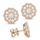 1.40 ct Round Brilliant Cut Diamond Pave Flower Stud Earrings in 14k Rose Gold 1.40 ct Round Brilliant Cut Diamond Pave Flower Stud Earrings in 14k Rose Gold
