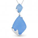 11.47 ct Blue Jade & Diamond Pave 14k White Gold Pendant & Chain Necklace 11.47 ct Blue Jade & Diamond Pave 14k White Gold Pendant & Chain Necklace