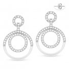 Cubic Zirconia CZ Crystal Pave Dangling Drop 925 Sterling Silver Circle Earrings Cubic Zirconia CZ Crystal Pave Dangling Drop 925 Sterling Silver Circle Earrings