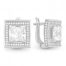 Cubic Zirconia CZ Crystal Micro-Pave Sterling Silver Square Latchback Earrings Cubic Zirconia CZ Crystal Micro-Pave Sterling Silver Square Latchback Earrings