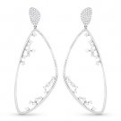 0.66ct Round Cut Diamond Pave Cluster Dangling Drop Earrings in 14k White Gold