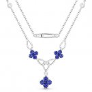 2.13ct Sapphire & Diamond Pave Flower Charm Statement Necklace in 18k White Gold 2.13ct Sapphire & Diamond Pave Flower Charm Statement Necklace in 18k White Gold