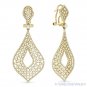 2.81 ct Round Cut Diamond Pave & Cluster 14k Yellow Gold Dangling Drop Earrings