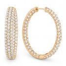 6.00ct Round Brilliant Cut Diamond Pave Oval Hoop Earrings in 18k Pink Rose Gold