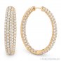 6.00ct Round Brilliant Cut Diamond Pave Oval Hoop Earrings in 18k Pink Rose Gold
