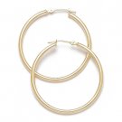 14k Yellow / White Gold 35mm 1.4" Round Hoop Earrings 2mm Diamond-Cut Tube Hoops 14k Yellow / White Gold 35mm 1.4" Round Hoop Earrings 2mm Diamond-Cut Tube Hoops