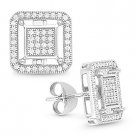 Square Stud Earrings Sterling Silver Micro-Pave Cubic Zirconia CZ Crystal Studs Square Stud Earrings Sterling Silver Micro-Pave Cubic Zirconia CZ Crystal Studs