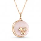 2.17ct Pink Mother-of-Pearl Diamond Crescent Moon Pendant 14k Rose Gold Necklace