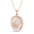 1.52 ct Pink Mother-of-Pearl & Round Diamond Drop Pendant 14k Rose Gold Necklace 1.52 ct Pink Mother-of-Pearl & Round Diamond Drop Pendant 14k Rose Gold Necklace