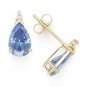 Blue Pear-Shape Cubic Zirconia CZ Faux Aquamarine Sterling Silver Stud Earrings