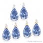 Blue Pear-Shape Cubic Zirconia CZ Faux Aquamarine Sterling Silver Stud Earrings