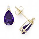 Purple Pear-Shape Cubic Zirconia CZ Faux Amethyst Sterling Silver Stud Earrings Purple Pear-Shape Cubic Zirconia CZ Faux Amethyst Sterling Silver Stud Earrings