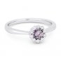 0.47ct Round Cut Pink Amethyst Gem & Diamond Halo Promise Ring in 14k White Gold