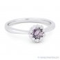 0.47ct Round Cut Pink Amethyst Gem & Diamond Halo Promise Ring in 14k White Gold