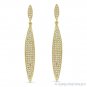 0.64 ct Round Cut Diamond Pave Dangling Drop 14k Yellow Gold Leaf Charm Earrings