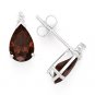 Red Pear-Shape & Round Cubic Zirconia Faux Garnet Sterling Silver Stud Earrings