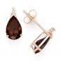 Red Pear-Shape & Round Cubic Zirconia Faux Garnet Sterling Silver Stud Earrings