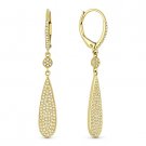 0.44 ct Round Cut Diamond Pave Dangling Tear-Drop Earrings in 14k Yellow Gold
